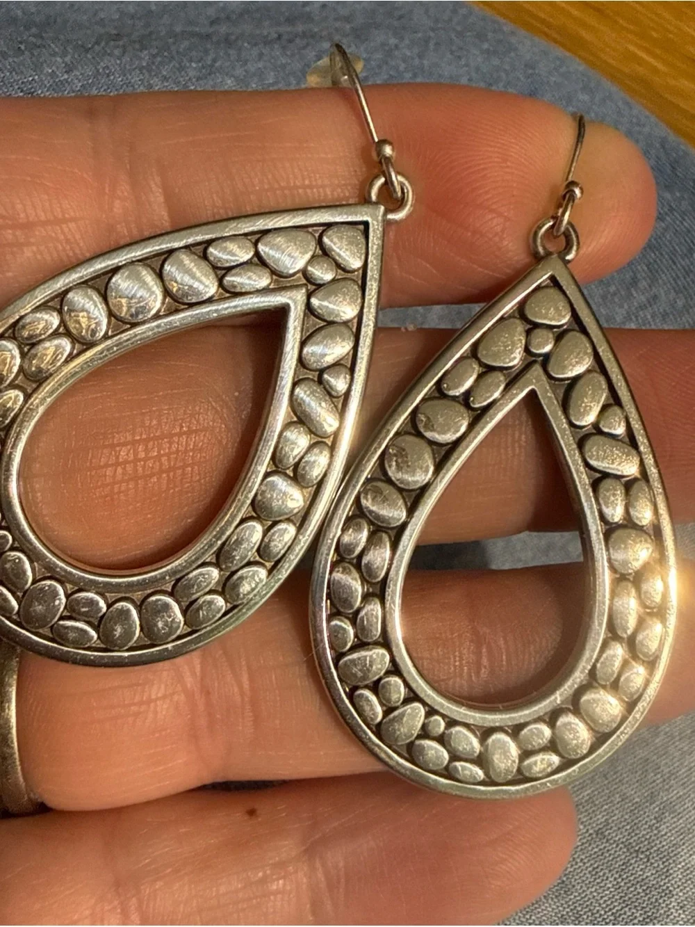 Brighton Silver Teardrop Earrings Reversible Polka Dot/Leopard Print EUC - Picture 3 of 5